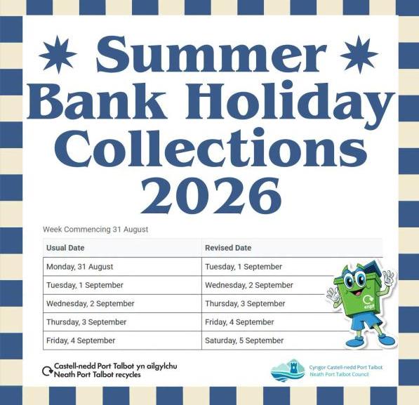Summer bank holiday collections 2026, a list of dates and times