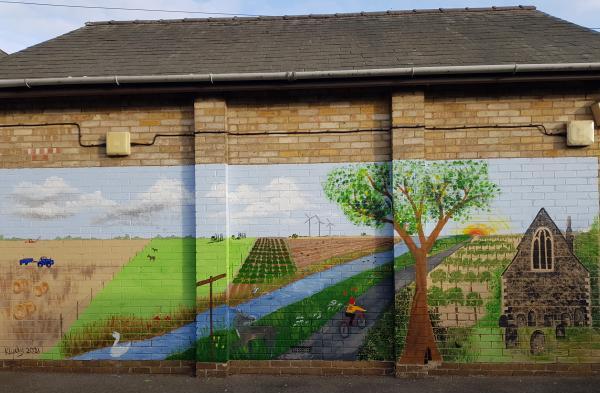 Murial of fenland landscape at Gorefield Primary
