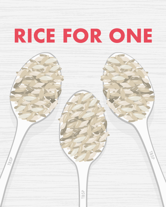 Rice for one is three table spoons