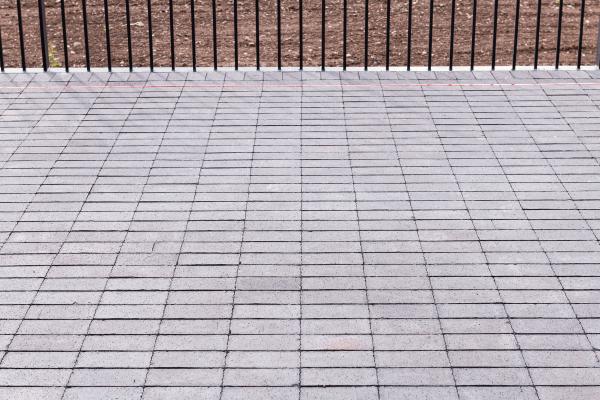 Brick pavers on a terrace. 