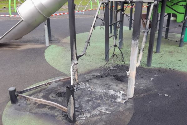 Damage to play area in Thornes Park