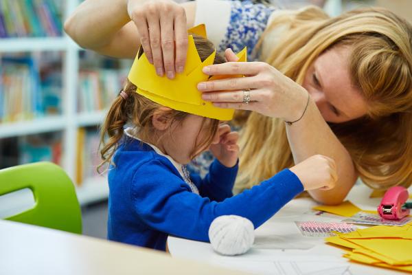 Child taking part in crafting activities