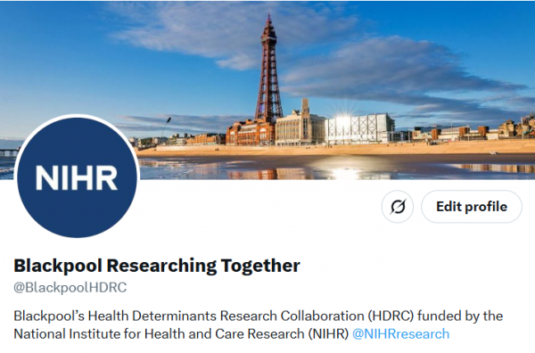 Screenshot of Blackpool Researching Together X social media profile.