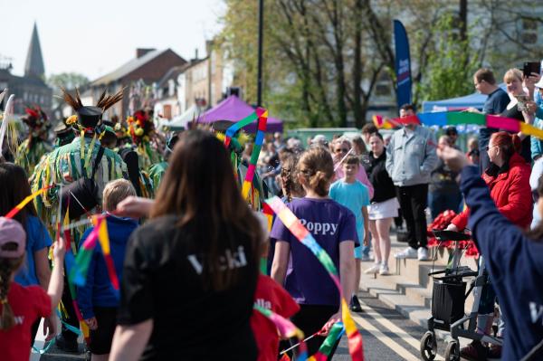 Crowds in March town centre for St George's Fayre 2025, photo: Amy Fox Photography