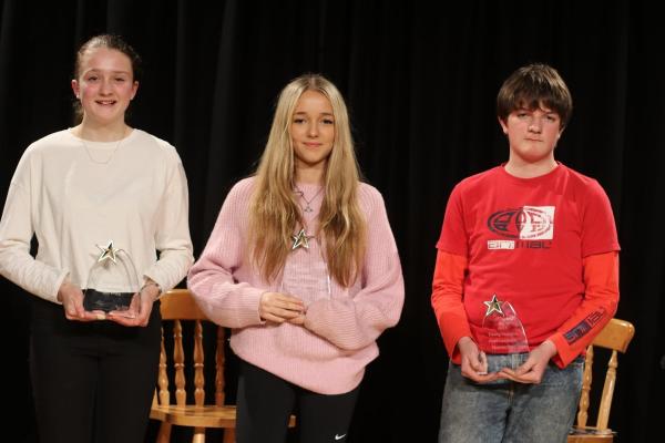 Young Fenland Poet Laureate winner Lacey Vinn (centre), with second place runner-up Nathanael Wilson and third place runner-up Lydia Shillings.
