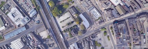 A satellite view of the site of the old Westgate Station