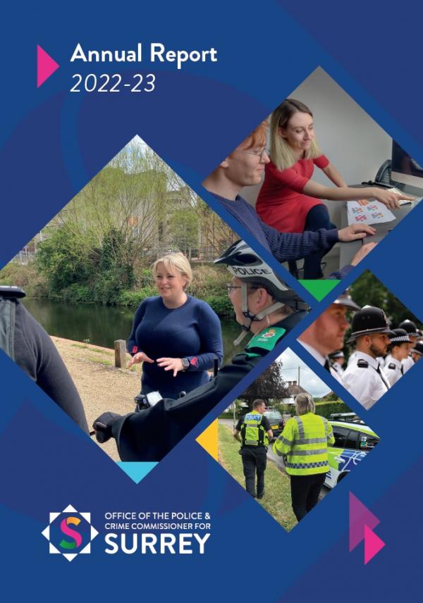 Cover of the Police and Crime Commissioner for Surrey Annual Report for 2022-23