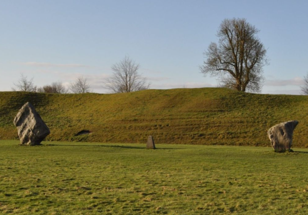 Three standing stones in a field at Avebury