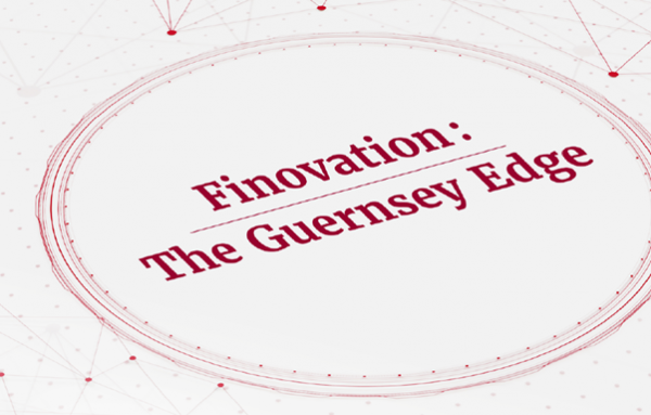 Finovation: The Guernsey Edge written in a circle with dots and lines