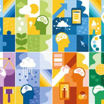 A colourful graphic representing different aspects of mental health