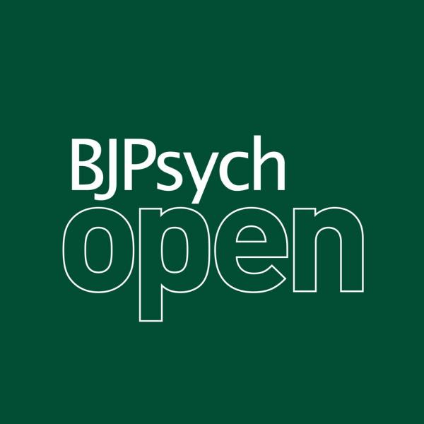 BJPsych Open logo, written in white on a green background