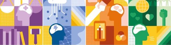 A colourful selection of graphics representing different aspects of mental health