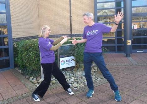 Cheryl and Rich outside the Autism Hampshire offices.