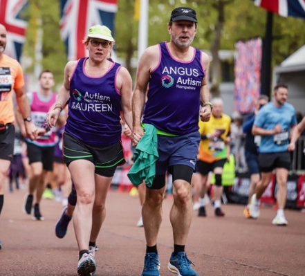 Maureen and Angus run the London Marathon in 2024 for Autism Hampshire.