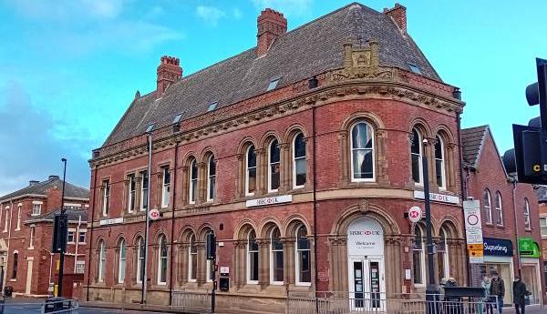 Historical red brick building on Bank Street, Castleford
