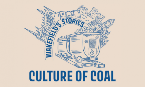 Culture of Coal: Wakefield's Stories logo with illustrations of buildings in Wakefield and a coalmining mine cart