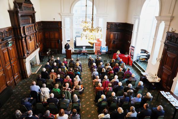 An audience at the Wakefield Historical Society 100th anniversary celebrations in Wakefield Town Hall