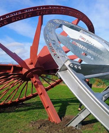 Hope and Heritage pit wheels sculpture