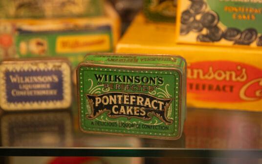 Close up of a Wilkinson's Pontefract Cakes tin