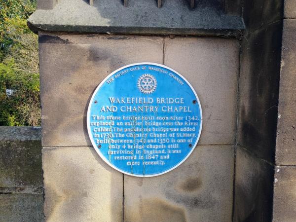 Wakefield Bridge and Chantry Chapel blue plaque