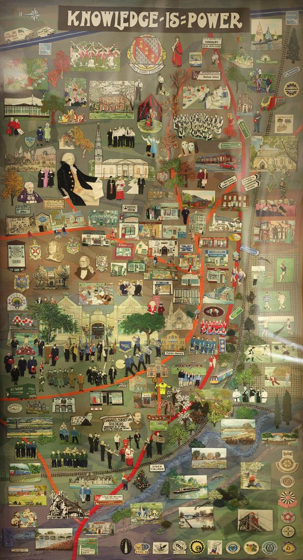 Horbury Tapestry, a long rectangular image showing people and places in Horbury