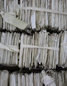 Bundles of letters on shelves