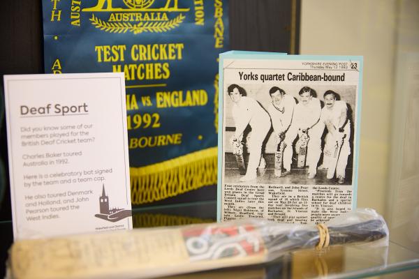 Deaf sport related heritage objects on display