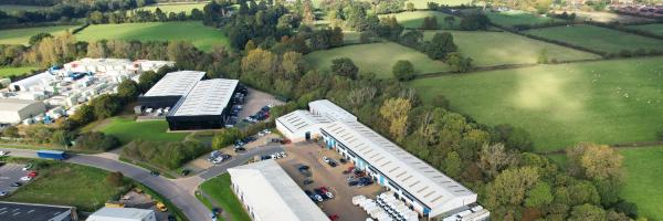 An industrial estate from the air.