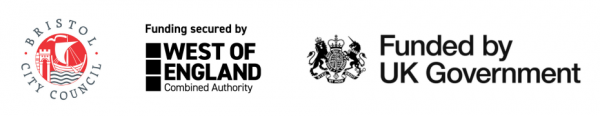 logos of organisations in the project, including Bristol City Council, West of England Combined Authority and UK Government
