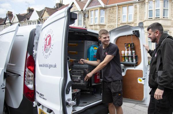 council operatives taking equipment from van